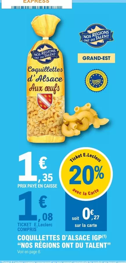 Coquillettes D'alsace Igp offre à 1,35€ sur E.Leclerc Express