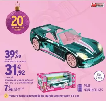 Barbie - Voiture Radiocommandée De  Anniversaire offre à 39,9€ sur Intermarché Hyper