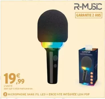 Microphone Sans Fil Led + Enceinte Intégrée Lumipop offre à 19,99€ sur Intermarché Hyper