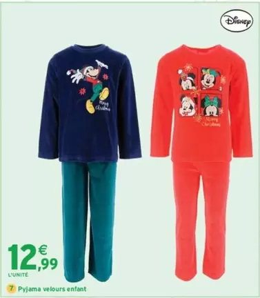 Disney - Pyjama Velours Enfant offre à 12,99€ sur Intermarché Hyper