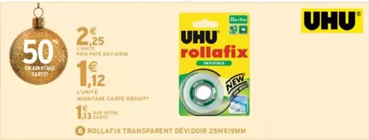 Uhu - Collafix Transparent Devidoir 25mx19mm offre à 1,12€ sur Intermarché Hyper