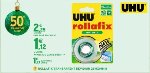 Uhu - Collafix Transparent Dévidoir 25mx19mm offre à 2,25€ sur Intermarché Hyper