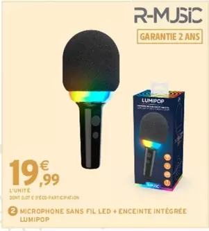 Microphone Sans Fil Led + Enceinte Intégrée Lumipop offre à 19,99€ sur Intermarché Hyper