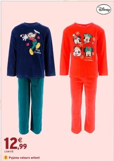 Disney - Pyjama Velours Enfant offre à 12,99€ sur Intermarché Hyper