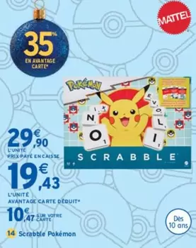 Pokemon - Scrabble Pokémon offre à 29,9€ sur Intermarché Hyper