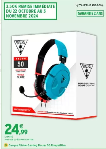 Nintendo - Casque Filaire Gaming Reçon 50 Rouge/Bleu offre à 24,99€ sur Intermarché Hyper