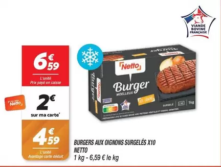 Netto - Burgers Aux Oignons Surgeles X10 offre à 6,59€ sur Netto