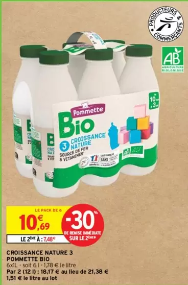 Pommette Bio - Croissance Nature 3 offre à 10,69€ sur Intermarché Express