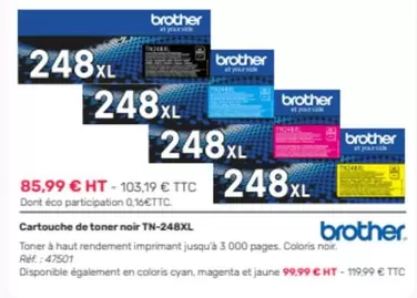 Brother - Cartouche De Tonner Noir Tn 248XL offre à 85,99€ sur Office Depot