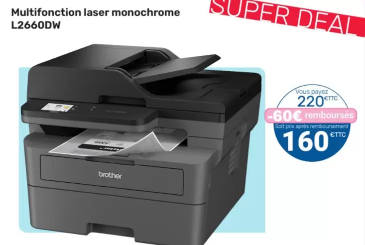 Brother - Multifonction Laser Monochrome L26660DW offre à 183,33€ sur Office Depot