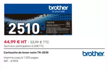 Brother - Cartouche De Toner Noire TN 2510 offre à 44,99€ sur Office Depot