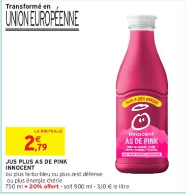 Innocent - Jus Plus As De Pink offre à 2,79€ sur Intermarché Contact