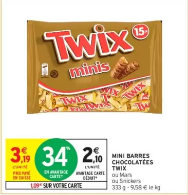 Twix - Mini Barres Chocolatées offre à 2,1€ sur Intermarché Contact