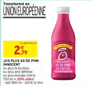 Innocent - Jus Plus As De Pink offre à 2,79€ sur Intermarché Contact