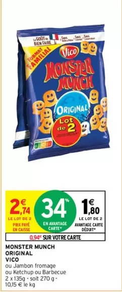 Vico - Monster Munch Original offre à 1,8€ sur Intermarché Contact