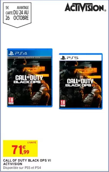 Activision - Call Of Duty Black Ops Vi offre à 71,99€ sur Intermarché