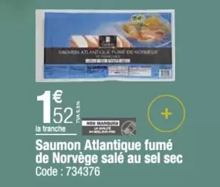 Saumon Atlantique Fumé De Norvège Salé Au Sel Sec offre à 1,52€ sur Promocash