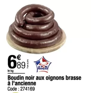 Boudin Noir Aux Oignons Brasse À L'ancienne offre à 6,89€ sur Promocash