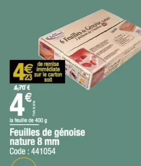 Feuilles De Génoise Nature 8 Mm offre à 4€ sur Promocash