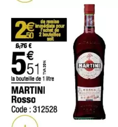 Martini - Rosso offre à 5,51€ sur Promocash