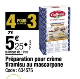 Galbani - Préparation Pour Crème Tiramisu Au Mascarpone offre à 5,25€ sur Promocash