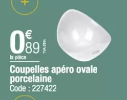 Coupelles Apéro Ovale Porcelaine offre à 0,89€ sur Promocash