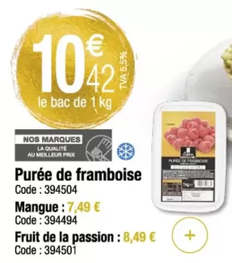 Purée De Framboise offre à 10,42€ sur Promocash