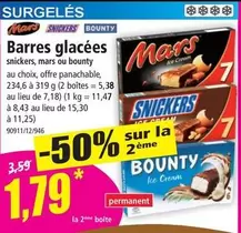 Mars / Snickers / Bounty - Barres Glacées offre à 1,79€ sur Norma