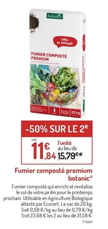 Botanic - Fumier Composte Premium offre à 11,84€ sur Botanic