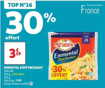 Président - Emmental Râpé offre à 3,59€ sur Auchan Supermarché