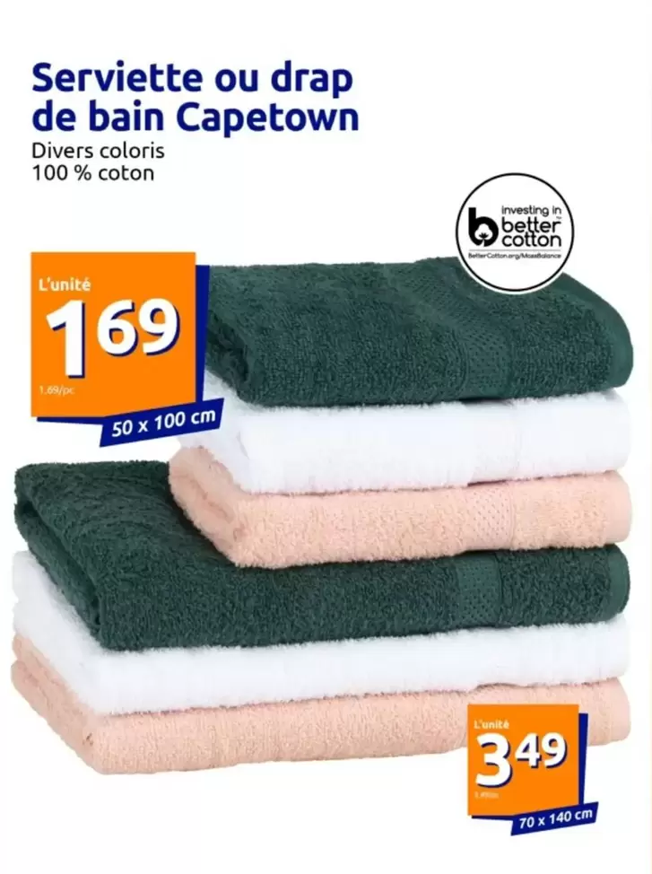 Capetown - Serviette Ou Drap De Bain offre à 1,69€ sur Action