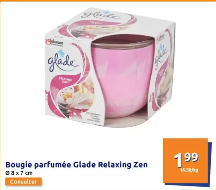 Glade - Bougie Parfumee  Relaxing Zen offre à 1,99€ sur Action