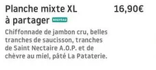 Planche Mixte Xl À Partager offre à 16,9€ sur La Pataterie