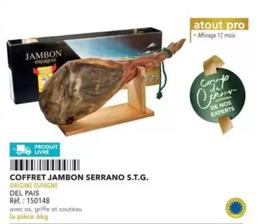 Del Pais - Coffret Jambon Serrano S.T.G. offre sur Metro