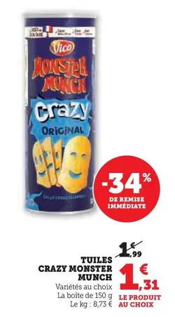 Vico - Tuiles Crazy Monster Munch offre à 1,31€ sur Hyper U