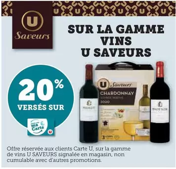 U Saveurs - Sur La Gamme Vins offre sur Super U