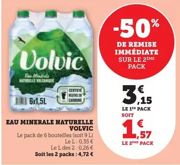 Volvic - Eau Minerale Naturelle offre à 3,15€ sur Super U