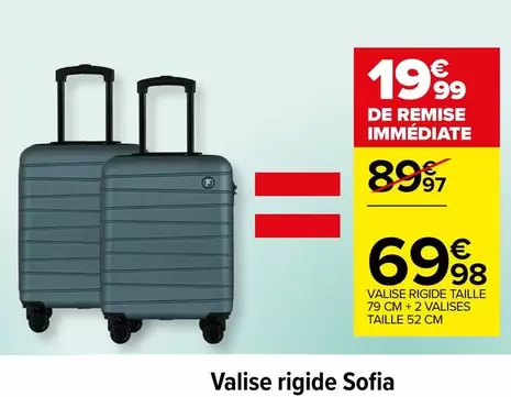 Sofia - Valise Rigide Taille 79 Cm + 2 Valises Talle 52 Cm offre à 69,98€ sur Carrefour Express