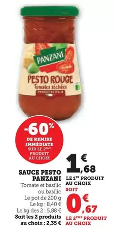 Panzani - Sauce Pesto offre à 1,68€ sur Hyper U