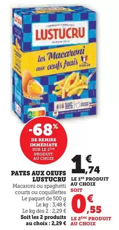 Lustucru - Pates Aux Oeufs offre à 1,74€ sur Hyper U