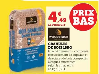 Woodstock - Granules De Bois 15KG offre à 4,49€ sur Hyper U