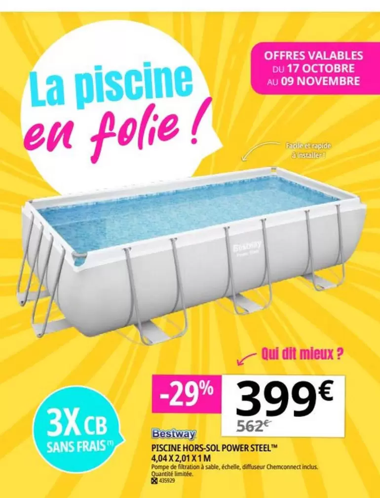 Bestway - Piscine Hors-Sol Power Steel offre à 399€ sur Irrijardin