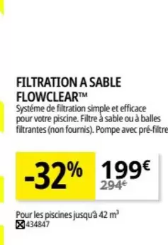 Filtration A Sable Flowclear  offre à 199€ sur Irrijardin