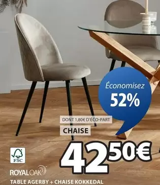 Royaloak - Table Agerby + Chaise Kokkedal offre à 42,5€ sur JYSK