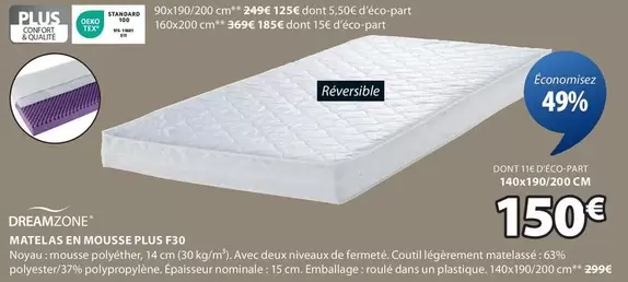 Dreamzone - Matelas En Mousse Plus F30 offre à 150€ sur JYSK