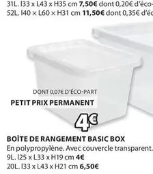 Boîte De Rangement Basic Box 9L offre à 4€ sur JYSK