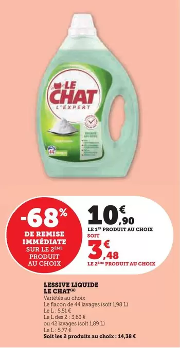 Le Chat - Lessive Liquide offre à 10,9€ sur Super U