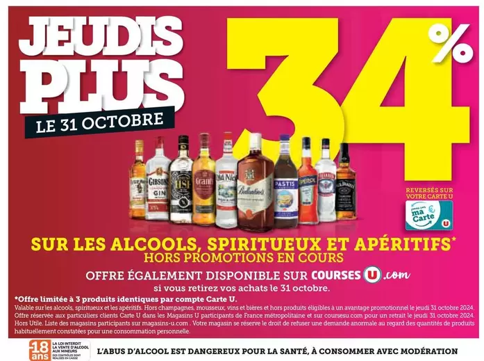 Sur Les Alcools, Spiritueux Et Apéritifs offre sur U Express