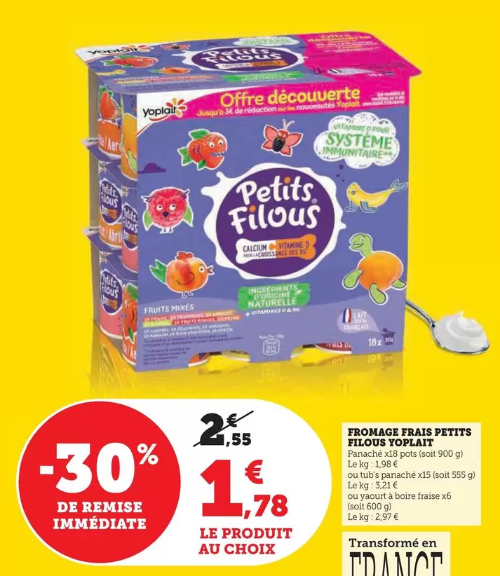 Yoplait - Fromage Frais Petits Filous offre à 1,78€ sur U Express