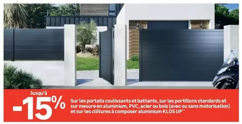 Sur Les Portails Coulissants Et Battants, Sur Les Portillons Standards Et Sur Mesure En Aluminium, PVC, Acier Ou Bois offre sur Leroy Merlin